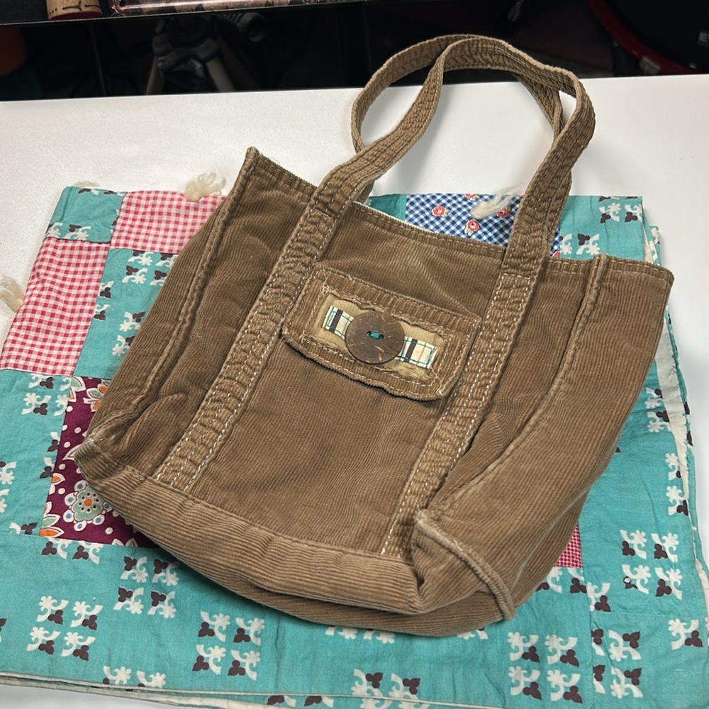 Super Cute Aeropostale Mini, Tan Corduroy Tote with Snap Closure